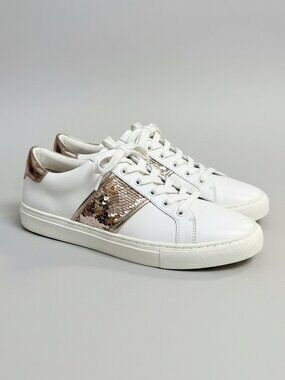 Tory Burch white and silver sneakers, size 9